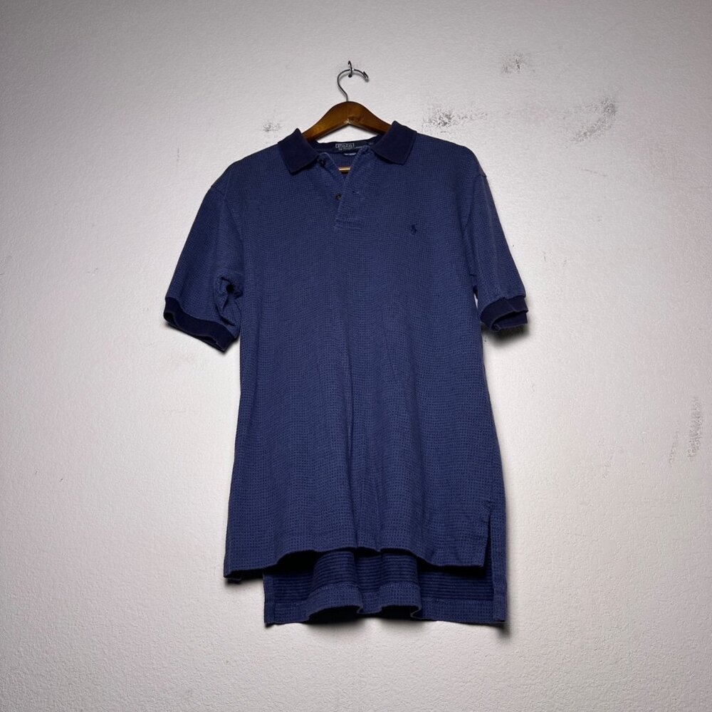 VTG Polo Ralph Lauren Shirt Short Sleeve Men XL Linen Blend Blue Collared Preppy